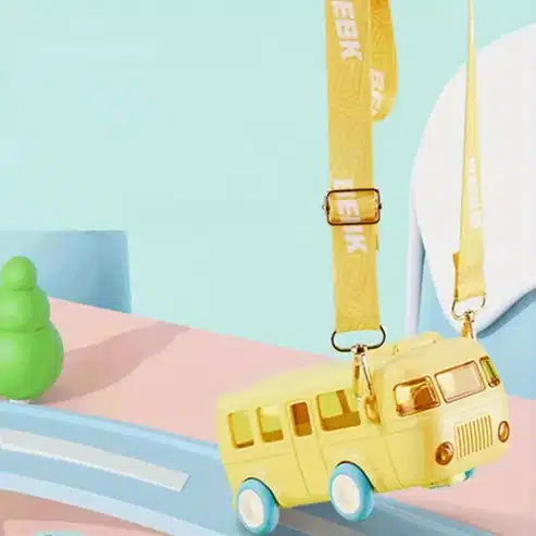 bus shape school water bottle with strap 500 ml (random color) bus shape school water bottle with strap 500 ml (random color)