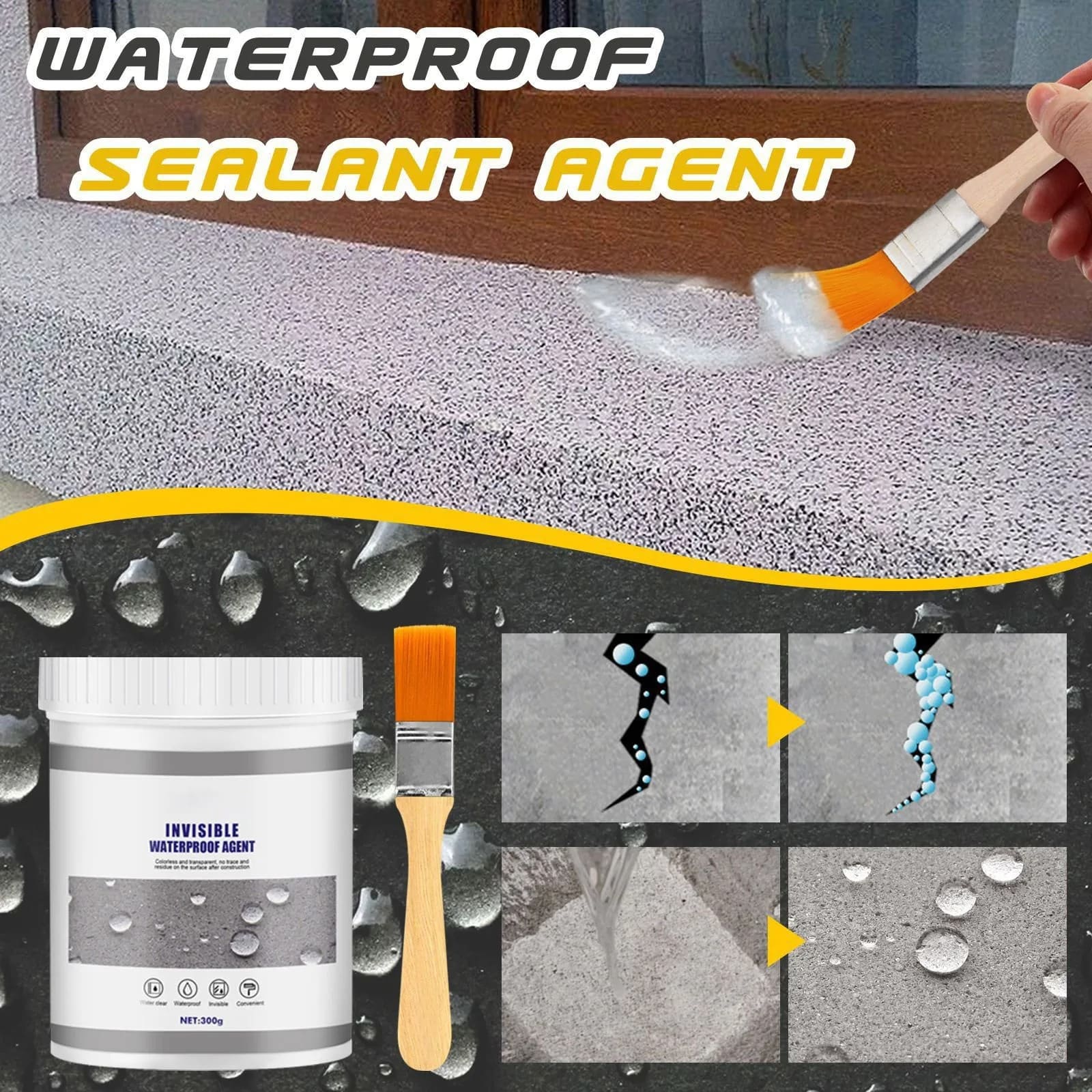 invisible waterproof agent, super strong invisible waterproof anti leakage agent, instant 300g with brush invisible waterproof agent, super strong invisible waterproof anti leakage agent, instant 300g with brush